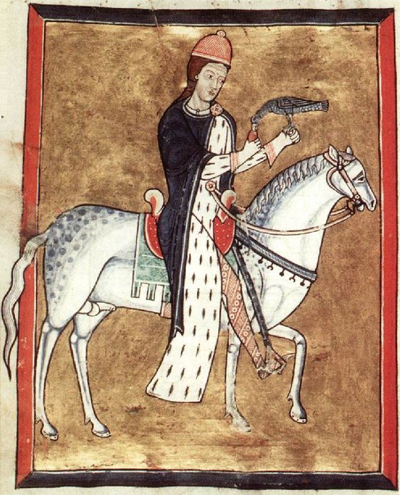 Falknerin zu Pferd Mittelalter